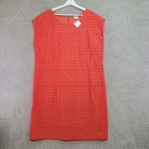 Cole Daniel Orange Eyelet Cap Sleeve Sheath Dress Size L‎ Cotton Blend